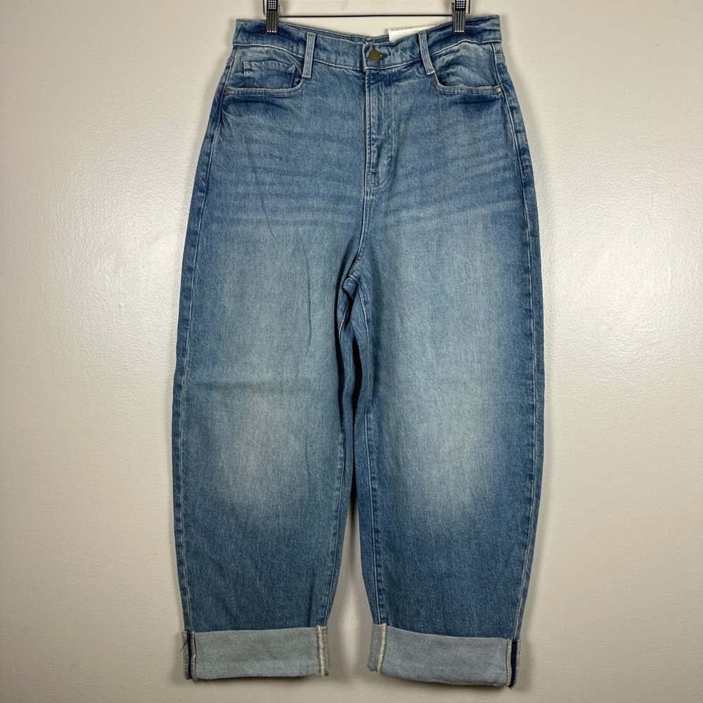 a.n.a Women's 10 High-Rise Balloon Jeans Lt Antique Tint Blue Cuffed NEW